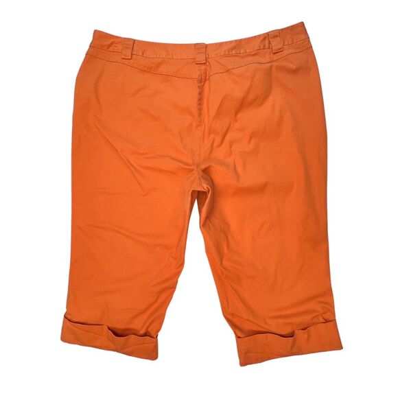 Venezia by Lane Bryant Capris 24 Orange Cuffed Hem Belt Looped Cropped Pants - Picture 2 of 10